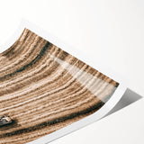 Farmhouse Wall Art - Aerial View of Rustic Wheat Field with Harvester