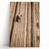 Farmhouse Wall Art - Aerial View of Rustic Wheat Field with Harvester