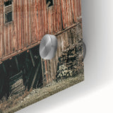 Vintage Farmhouse Wall Art - Rustic Weathered Barn with Wood Accents