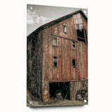 Vintage Farmhouse Wall Art - Rustic Weathered Barn with Wood Accents