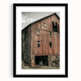 Vintage Farmhouse Wall Art - Rustic Weathered Barn with Wood Accents