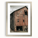 Vintage Farmhouse Wall Art - Rustic Weathered Barn with Wood Accents