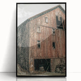 Vintage Farmhouse Wall Art - Rustic Weathered Barn with Wood Accents