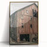 Vintage Farmhouse Wall Art - Rustic Weathered Barn with Wood Accents