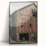 Vintage Farmhouse Wall Art - Rustic Weathered Barn with Wood Accents