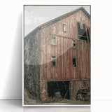Vintage Farmhouse Wall Art - Rustic Weathered Barn with Wood Accents
