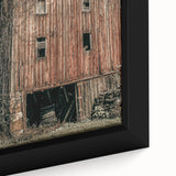Vintage Farmhouse Wall Art - Rustic Weathered Barn with Wood Accents