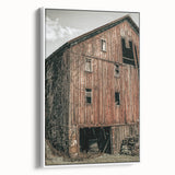Vintage Farmhouse Wall Art - Rustic Weathered Barn with Wood Accents