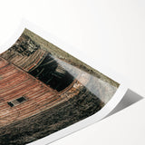 Vintage Farmhouse Wall Art - Rustic Weathered Barn with Wood Accents