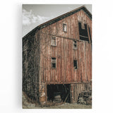 Vintage Farmhouse Wall Art - Rustic Weathered Barn with Wood Accents