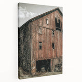 Vintage Farmhouse Wall Art - Rustic Weathered Barn with Wood Accents