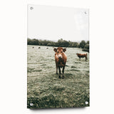 Farmhouse Wall Art - Rustic Country Cattle in Green Pasture Scene