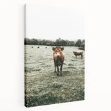 Farmhouse Wall Art - Rustic Country Cattle in Green Pasture Scene
