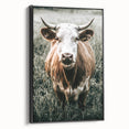 Farmhouse Wall Art - Close-Up of Rustic Country Cow in Green Pasture