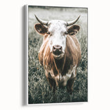 Farmhouse Wall Art - Close-Up of Rustic Country Cow in Green Pasture