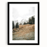 Farmhouse Wall Art - Cozy Cabin in Scenic Mountain Landscape for Decor