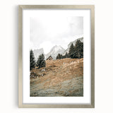 Farmhouse Wall Art - Cozy Cabin in Scenic Mountain Landscape for Decor