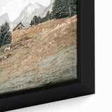 Farmhouse Wall Art - Cozy Cabin in Scenic Mountain Landscape for Decor