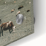 Farmhouse Wall Art - Rolling Hills with Grazing Cattle for Rustic Decor