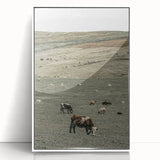 Farmhouse Wall Art - Rolling Hills with Grazing Cattle for Rustic Decor