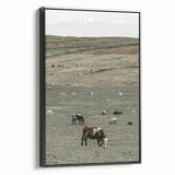 Farmhouse Wall Art - Rolling Hills with Grazing Cattle for Rustic Decor