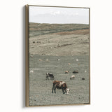 Farmhouse Wall Art - Rolling Hills with Grazing Cattle for Rustic Decor