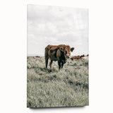Farmhouse Wall Art - Rustic Cow in Lush Pasture for Country Decor