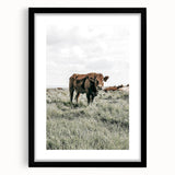 Farmhouse Wall Art - Rustic Cow in Lush Pasture for Country Decor