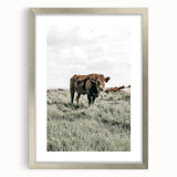 Farmhouse Wall Art - Rustic Cow in Lush Pasture for Country Decor