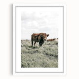 Farmhouse Wall Art - Rustic Cow in Lush Pasture for Country Decor