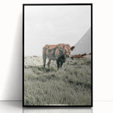 Farmhouse Wall Art - Rustic Cow in Lush Pasture for Country Decor