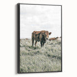 Farmhouse Wall Art - Rustic Cow in Lush Pasture for Country Decor