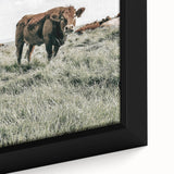 Farmhouse Wall Art - Rustic Cow in Lush Pasture for Country Decor