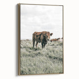 Farmhouse Wall Art - Rustic Cow in Lush Pasture for Country Decor