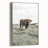 Farmhouse Wall Art - Rustic Cow in Lush Pasture for Country Decor