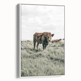 Farmhouse Wall Art - Rustic Cow in Lush Pasture for Country Decor