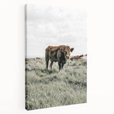 Farmhouse Wall Art - Rustic Cow in Lush Pasture for Country Decor