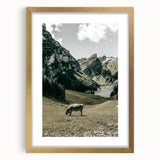Farmhouse Wall Art - Tranquil Cow in Mountain Valley for Rustic Decor