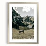 Farmhouse Wall Art - Tranquil Cow in Mountain Valley for Rustic Decor