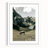 Farmhouse Wall Art - Tranquil Cow in Mountain Valley for Rustic Decor