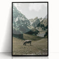 Farmhouse Wall Art - Tranquil Cow in Mountain Valley for Rustic Decor