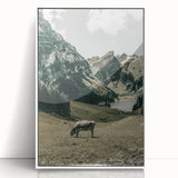 Farmhouse Wall Art - Tranquil Cow in Mountain Valley for Rustic Decor