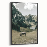 Farmhouse Wall Art - Tranquil Cow in Mountain Valley for Rustic Decor