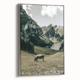 Farmhouse Wall Art - Tranquil Cow in Mountain Valley for Rustic Decor