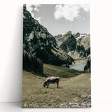 Farmhouse Wall Art - Tranquil Cow in Mountain Valley for Rustic Decor
