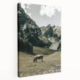 Farmhouse Wall Art - Tranquil Cow in Mountain Valley for Rustic Decor