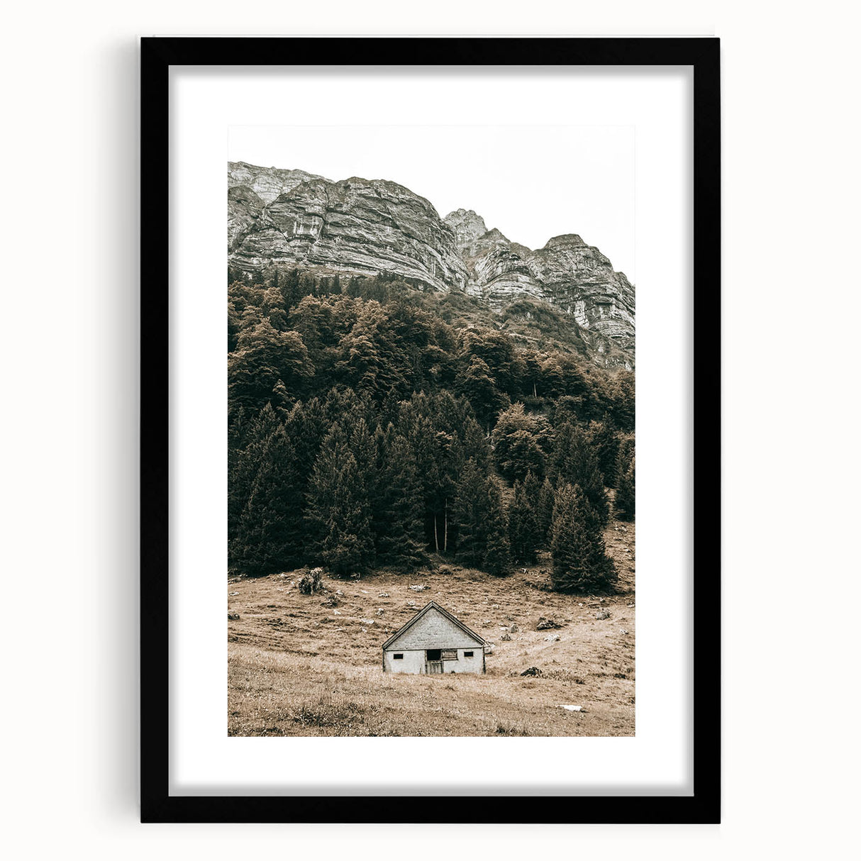 Farmhouse Wall Art - Secluded Cabin in Mountain Forest for Rustic Decor