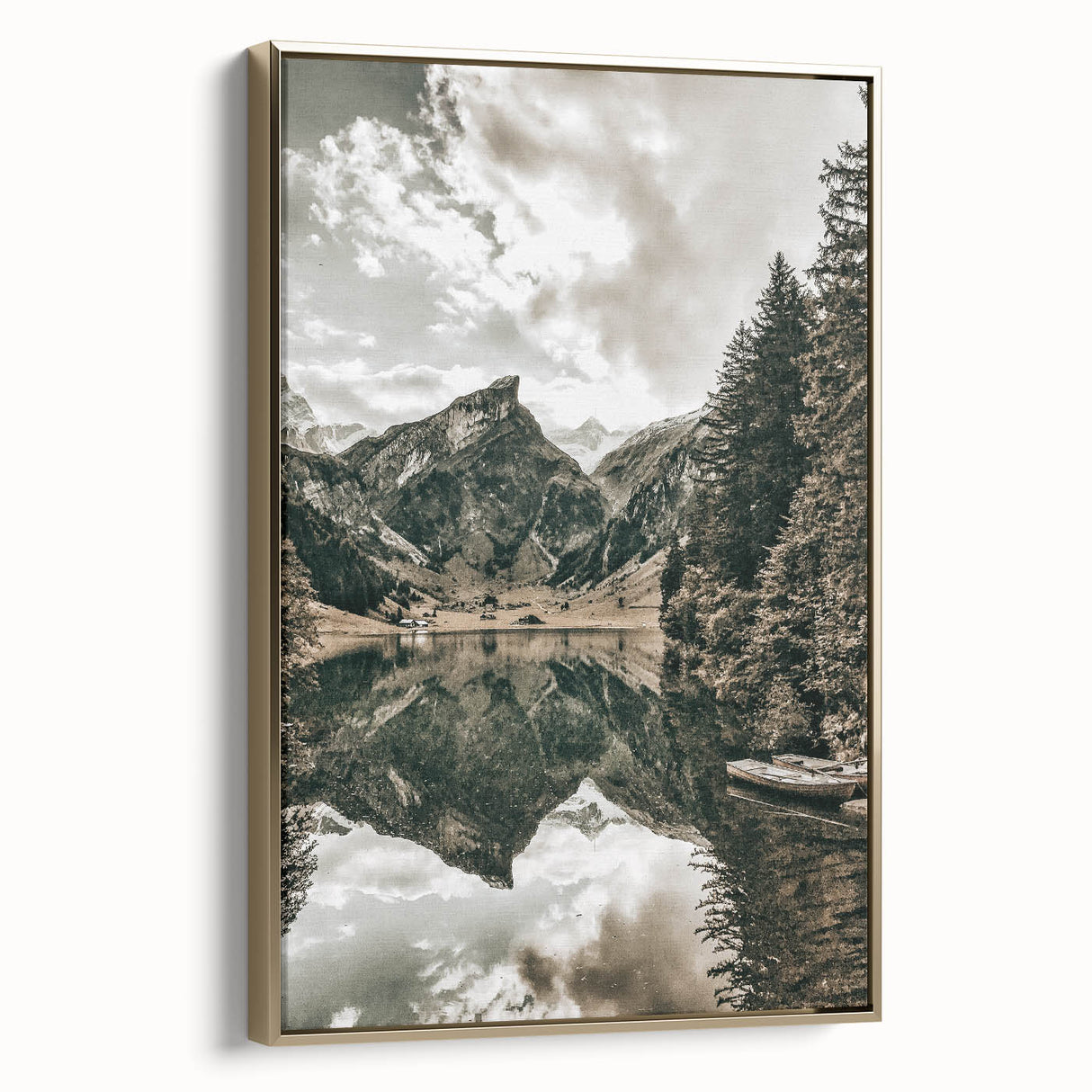 Farmhouse Wall Art - Majestic Mountain Lake Reflection for Rustic Decor