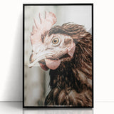 Farmhouse Wall Art - Rustic Close-Up of Chicken for Country Decor