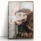 Farmhouse Wall Art - Rustic Close-Up of Chicken for Country Decor